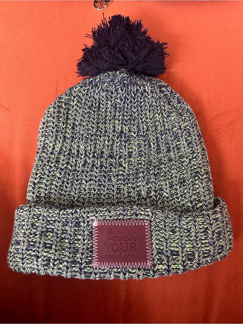 Love Your Melon Pom Beanie - Navy & Lime